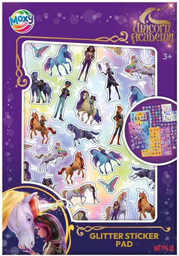 Creative Craft Group libro di adesivi Unicorn Academy glitter A5 8 fogli adesivi