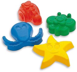 Adriatic stampi per sabbia set 4 pezzi in rete giocattolo colorato