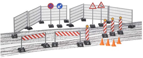 Bruder cantiere set da gioco accessori lavori stradali plastica-2