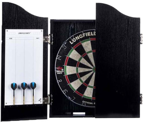 Angel Sports armadietto per freccette nero con bersaglio in sisal e accessori-3