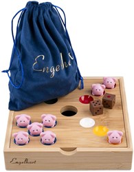 Engelhart Games Pig Hole gioco - gioco di famiglia in bambù con 60 maialini in silicone