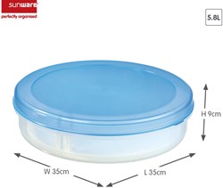 Sunware contenitore per torte con vassoio - scatola torta - blu trasparente - 35x35x9 cm