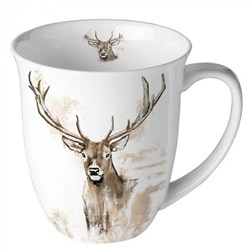 Ambiente tazza in porcellana 400ml Antlers bianca - mug caffè cervo