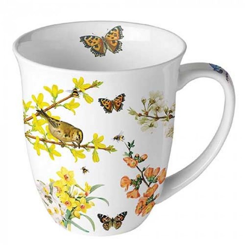Ambiente tazza ceramica 0,4L bianca con stampa floreale - Spring awakening