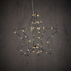 Stella sospesa nera decorazione LED luce bianco caldo 60LEDs 32x30cm