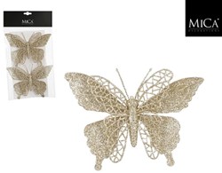 MiCa decorazione clip farfalla champagne 2 pezzi 16x11cm lusso