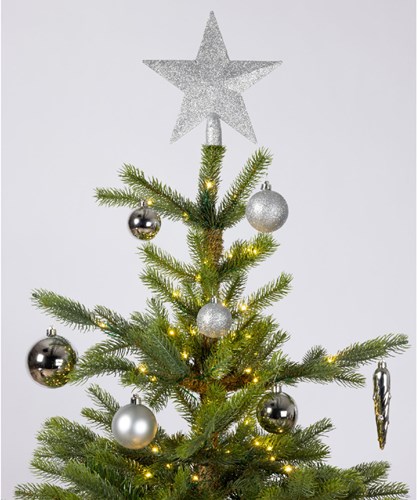 Palline di Natale set argento plastica glitter mix 33 pezzi albero-2