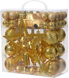 Palline di Natale set plastica oro decorazioni mix 67 pezzi punta