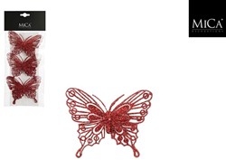 MiCa decorazione clip farfalla rossa 3 pezzi - l10xb8cm