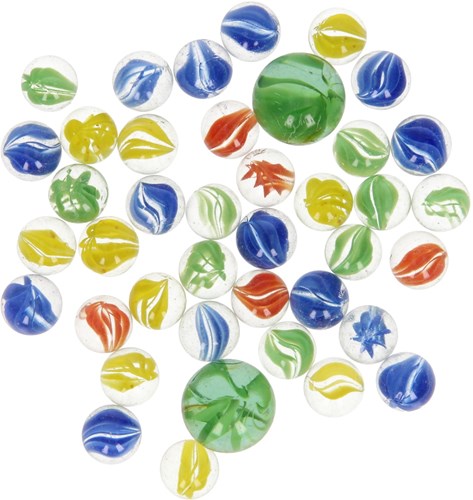 Set biglie in vetro 40 pezzi multicolore per bambini dai 3 anni-2