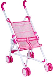 Edco passeggino per bambole bianco e rosa - carrozzina pieghevole con cintura di sicurezza