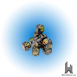 Chessex dadi Brush Deep Forest/oro D6 16mm set 12 pezzi