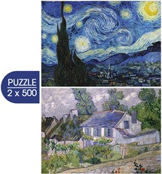 Grafika puzzle arte Van Gogh 2-in-1 Notte stellata Case Auvers 500 pezzi