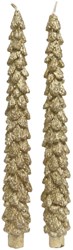 Decoris candele da tavola albero di Natale oro set 2 pezzi - candele festive