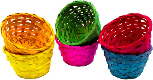 Bamboo basket set of 6 coloured