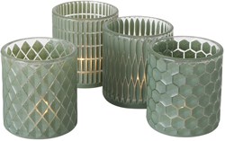 Boltze Home portacandele vetro verde luce decorativa 8x9cm
