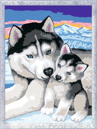 Ravensburger dipingere con i numeri Cute Huskies - set creativo per bambini-2