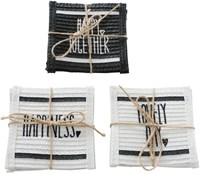 Boltze Home set sottobicchieri cotone bianco-nero quadrato 4 pezzi