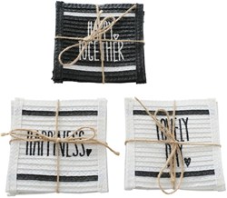Boltze Home set sottobicchieri cotone bianco-nero quadrato 4 pezzi