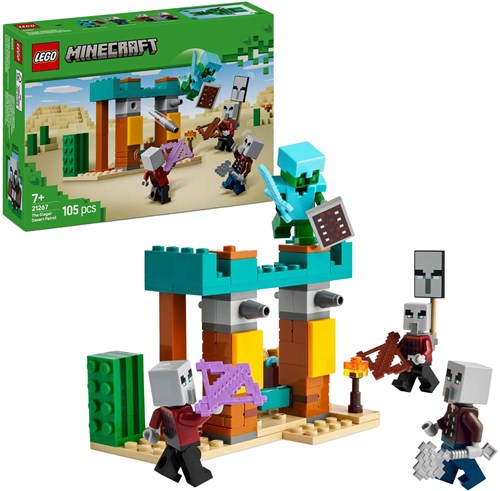 LEGO Minecraft set costruzioni deserto con Illagers e cavaliere cactus - 21267-3