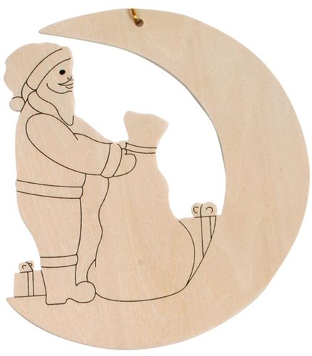 Set creativo Babbo Natale in legno decorazione natalizia da appendere Beleduc-2