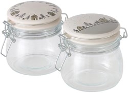 Boltze Home barattolo vetro Homewood 450 ml con coperchio in ceramica