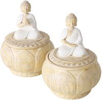 Boltze Home barattolo portaoggetti marrone stile Buddha 14cm - organizer cucina