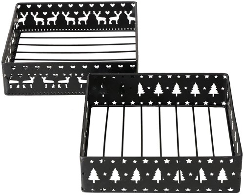 Boltze Home portatovaglioli metallo decorazione natalizia nero - decorazione da tavola elegante