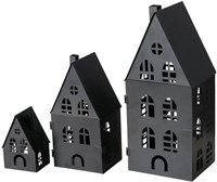Boltze Home set lanterne casa nero metallo 3 pezzi decorativo