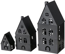 Boltze Home set lanterne casa nero metallo 3 pezzi decorativo