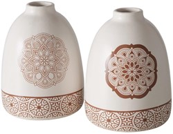 Boltze Home vaso in ceramica Chakra 16cm - vaso decorativo bianco marrone