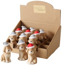 Boltze Home cane natalizio decorazione ceramica marrone statuina 7 cm
