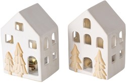 Boltze Home casetta decorativa porcellana LED bianca luce d'atmosfera 10,5cm