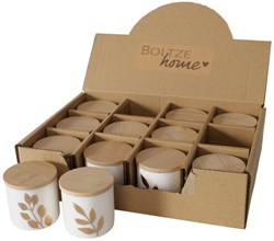 Boltze Home barattolo porta spezie ceramica bianco con coperchio in bambù 5x5cm