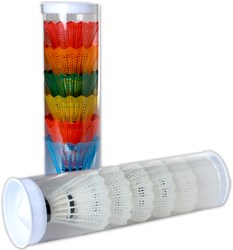 Twisk volani da badminton plastica bianca in tubo 6 pezzi 4,5-5 grammi