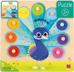 Jumbo Goula puzzle in legno con pomelli pavone - giocattolo educativo 9 pezzi