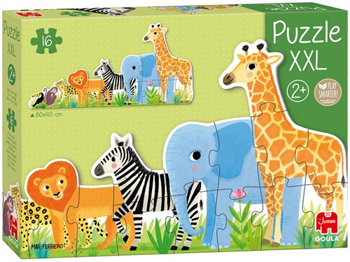 Jumbo puzzle XXL animali della giungla giocattolo educativo 16 pezzi