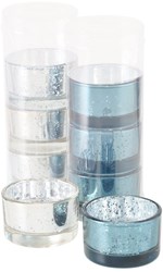 Boltze Home portacandele in vetro set - 4 tealight grigi moderni