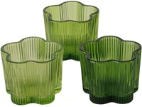 Boltze Home portacandele verde vetro decorazione Ø7,8xH6cm