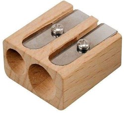 Lyra temperamatite in legno a doppio foro per matite colorate e grafite