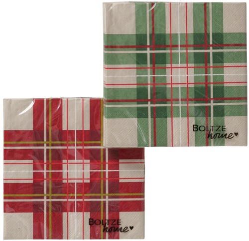 Boltze Home tovaglioli decorazione tavola natalizia a quadretti 20 pezzi carta