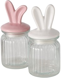 Boltze Home barattolo coniglio bianco 260ml - contenitore in vetro con coperchio