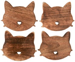 Boltze Home Onderzetter kat hout 4-delig