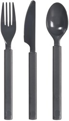Duni set posate plastica 6 pezzi Granite grigio scuro riutilizzabile
