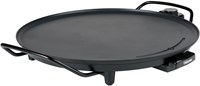 Piastra grill tonda 40 cm griglia elettrica da tavolo gourmet nera