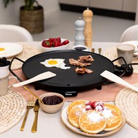 Piastra grill tonda 40 cm griglia elettrica da tavolo gourmet nera-2