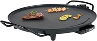 Piastra grill tonda 40 cm griglia elettrica da tavolo gourmet nera-3