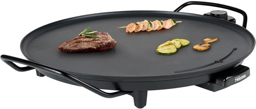 Piastra grill tonda 40 cm griglia elettrica da tavolo gourmet nera-3