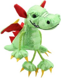 The Puppet Company burattino da dito drago verde giocattolo pupazzo