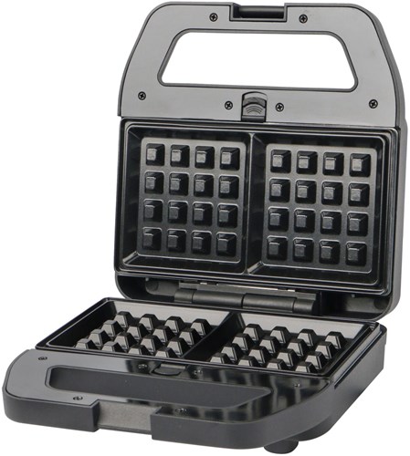 Daily Home tostiera piastra per waffle 3-in-1 multifunzione nera cucina